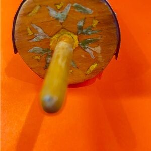 Homemade vintage  flour/grain wooden scoop with yellow tulip  design
